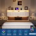 thumbnail image 3 of Yeshouse Estructura de cama con cabecero y 2 cajones de almacenamiento, estructura tapizada con luz LED, cama moderna y suave con toma de carga y USB, tejido de felpa suave, silenciosa, 3 of 9