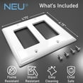 thumbnail image 2 of [5 Pack] NEU 2-Gang Mid-Size Decorator Light Switch Outlet Cover Wall Plates, 4.75" x 4.75", Unbreakable Polycarbonate Thermoplastic, Glossy White, 2 of 5