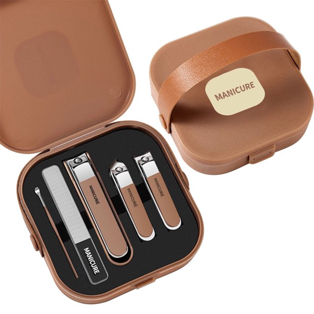 Juego de cortaúñas portátil antisalpicaduras, 5 piezas, herramientas de manicura con tijeras y cortaúñas, etc.