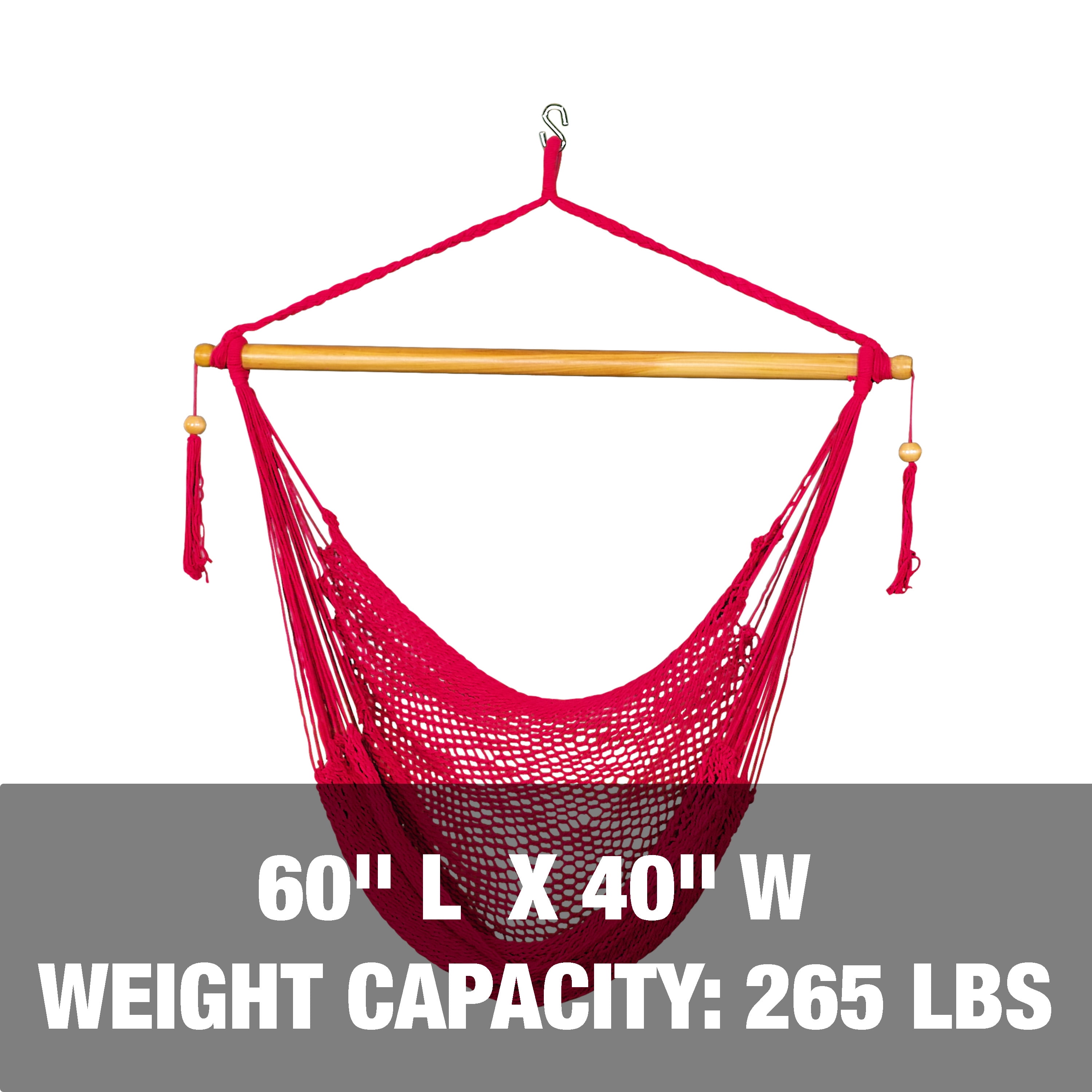 Bliss Hammocks Island Rope Hammock Chair W/ Spreader Bar - Red, 60" L x 40" W