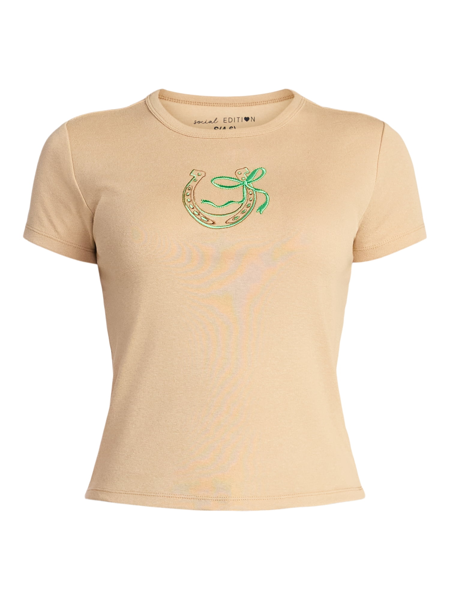 St. Patrick's Day Women's Horseshoe Graphic Short Sleeve Tee, Sizes XXS-XXL