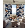 thumbnail image 6 of Navy Blue Burnt Orange Botanical Blackout Curtains for Bedroom Living Room Darkening Curtains 84 Inch Length 2 Panels Set Wildflower Palm Leaf Window Curtain Window Treatment Grommet Drapes 42"x84", 6 of 9