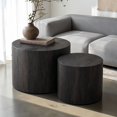 thumbnail image 3 of Tcbosik Nesting Coffee Table Set of 2, Modern Round Coffee Table, Circle Accent Table, End Side Table for Small Space, Living Room, Bedroom, Black Woodgrain, 3 of 8