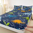 thumbnail image 4 of Homewish Cartoon Dino Queen Sheets For Kids Boys,T-Rex Triceratops Queen Sheet Sets,4 Pieces,1 Flat Sheet, 1 Fitted Sheet and 2 Pillowcases, 4 of 6