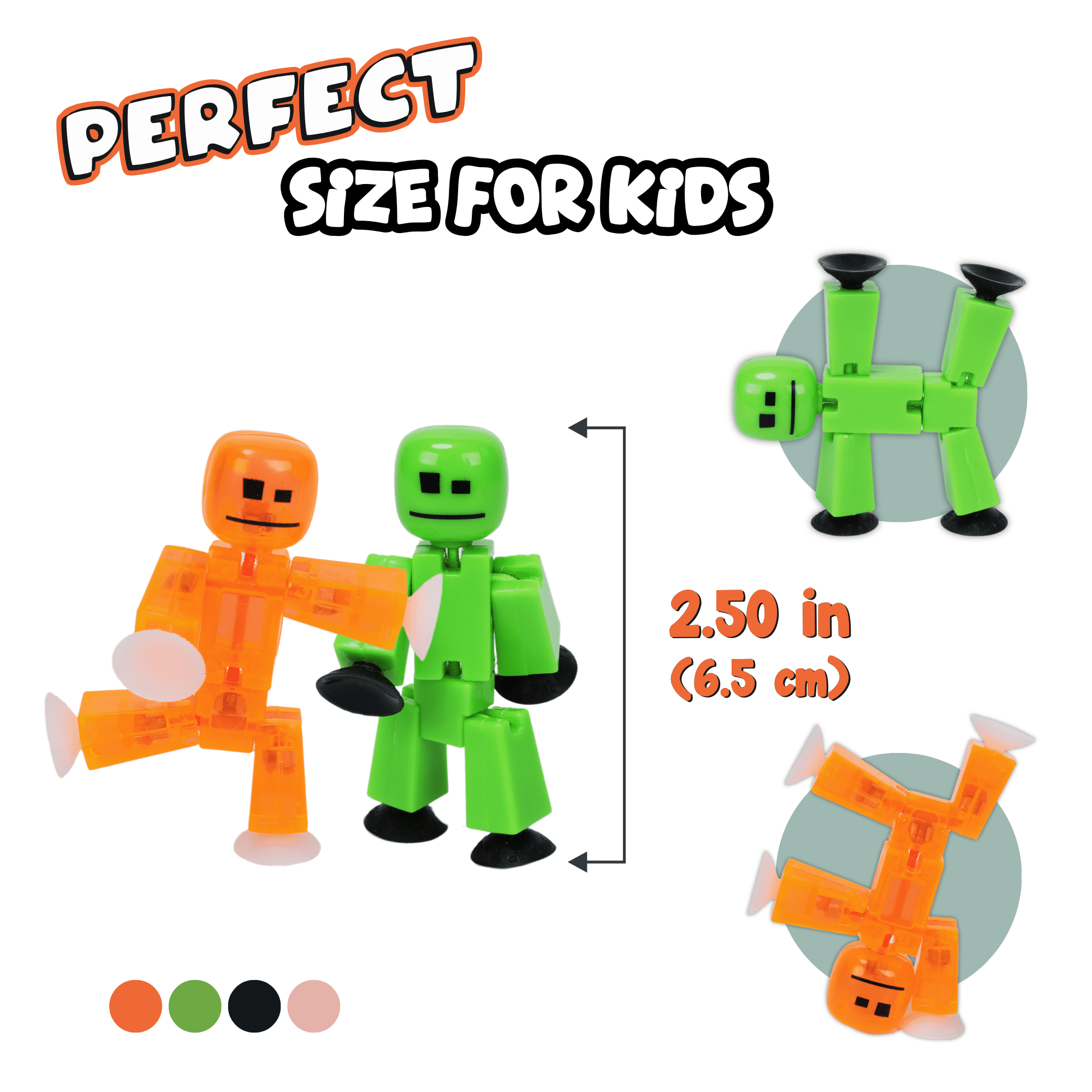 Zing Stikbot Family Pack, Set of 6, Includes 2 Stikbots, 2 Junior