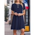 thumbnail image 6 of Weardear Womens Summer Casual Short Sleeve Dress Swing Plain Simple Dress Boho Beach T-Shirt Dress, 6 of 6