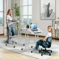 thumbnail image 3 of YEXJ Adjustable Rolling Standing Desk with Wheels, Mobile Laptop Table with Tilt Desktop, Sit or Stand Workstation for Home Office & Walking Pad, White, 3 of 9