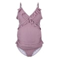 thumbnail image 5 of PEASKJP Maternity Ruffle One Piece Swimsuit One Shoulder Ribbed Pregnancy Bathing Suit, Hot Pink L, 5 of 5