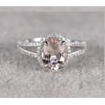thumbnail image 2 of 2.25 Carat 8x6mm Oval Cut Morganite and Diamond Moissanite Engagement Ring for Women in 10k White Gold, 2 of 4