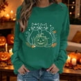 thumbnail image 2 of Gunia Plus Size Pumpkin Halloween Sweatshirt For Women Cat Graphic Sweatshirt Round Neck Long Sleeve Pullover Tops Casual Fall Fashion Trendy Clothes Dark Green S-3Xl, 2 of 6