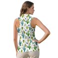 thumbnail image 2 of KEIAHUAN Cactus Print Sleeveless Golf Shirts for Women Casual Elastic V Neck Racerback Athletic Shirts Moisture Wicking Quarter Zip Workout Tennis T-Shirt Size XS, 2 of 7