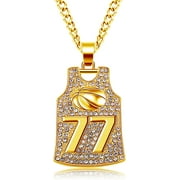 Winssigma Gold Basketball Jersey Necklace, Basketball Number Necklace for Basketball Fans Star Memorial Souvenir