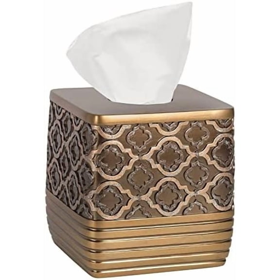 Resin Tissue Box Cover for Modern Home Decor - Minimalist Square Tissue Box Holder for Guest Room, Bedroom, Bathroom, Tabletop & Office - Durable and Aesthetic Tissue Holder, Spindle