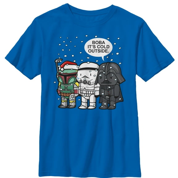 Boy's Star Wars Boba It's Cold Outside  Graphic Tee Royal Blue Large