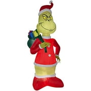 Inflatable Grinch Steals Christmas in Santa Suit with Sack 8 ft. H x 4.23 ft. W