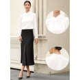 thumbnail image 2 of DARING DIVA Women's Work Business Pleat Mock Neck Puff Long Sleeve Blouse L White, 2 of 6