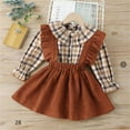 thumbnail image 2 of Sngxgn Toddler Girl Fall Clothes Solid Knitted Pullover Top A-Line Button Mini Skirt Set Girls 2Pcs Oufits(Coffee,100), 2 of 6