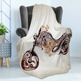 thumbnail image 4 of Manly Soft Flannel Fleece Throw Blanket, Motorbike Shape with Curvy Lines Floral Ornamental Design Artwork, Cozy Plush for Indoor and Outdoor Use, 60" x 80", Warm Taupe Burgundy, by Ambesonne, 4 of 5