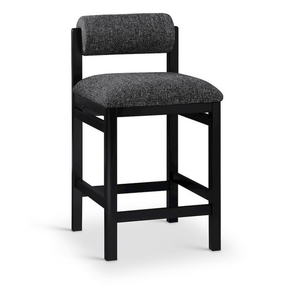 Meridina Furniture Roundhill Black Linen Textured Fabric Upholstered Counter Stool