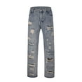 thumbnail image 3 of adviicd Bootcut Jeans for Men Men's Slim Fit Stretch Jeans Ripped Jeans for Men Fashion Distressed Pants Blue,XXL-38, 3 of 5