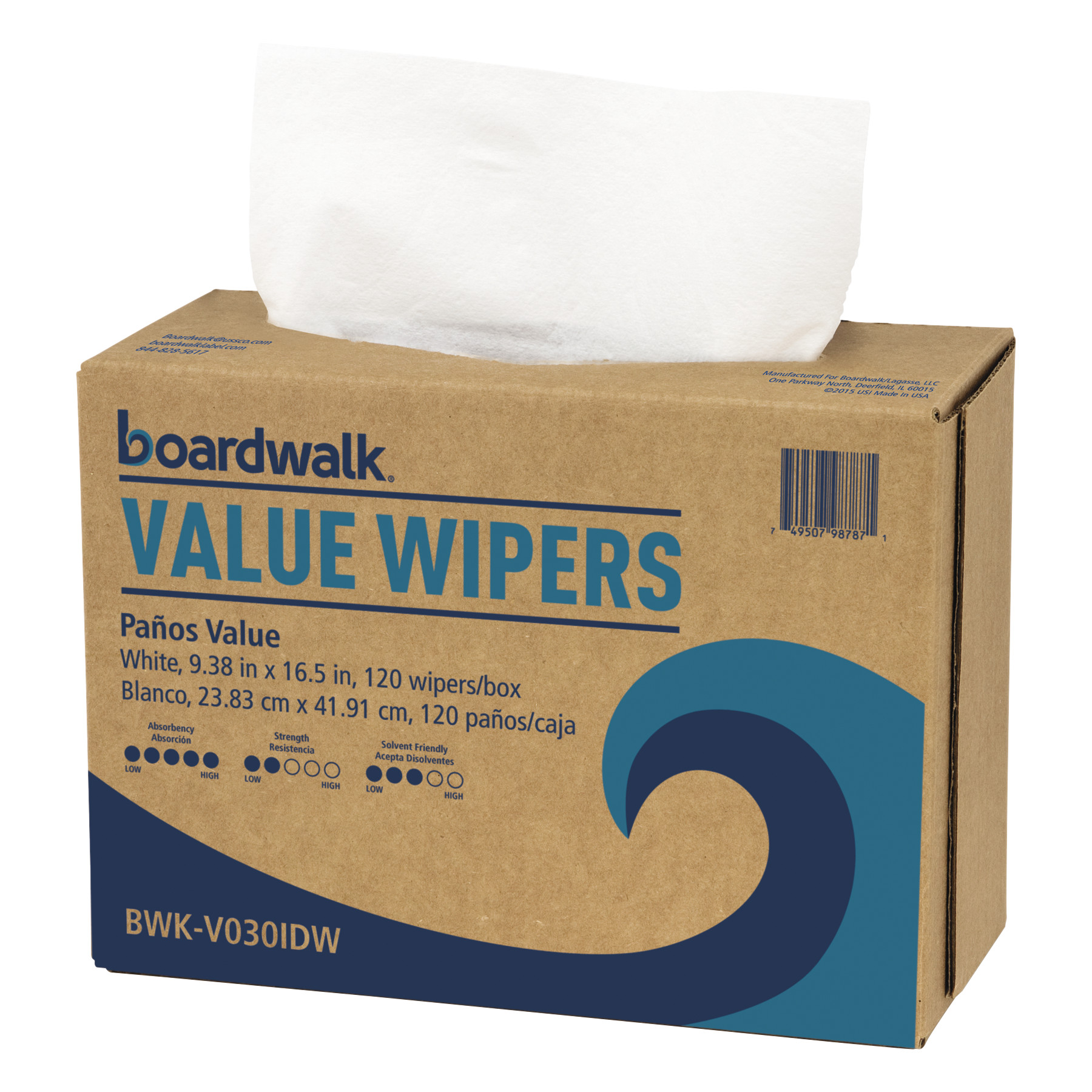 Boardwalk Value Wipers, White, 900 count BWKV030IDW2