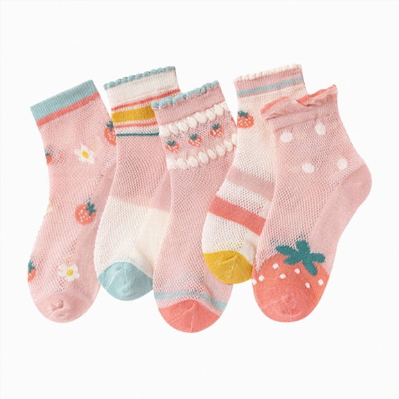 enyan Cute Floral Crew Socks for Women Teen Girls Flower Cottagecore Frilly Vintage Fancy Cotton Socks Pink,9-14 Years