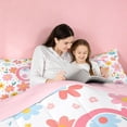 thumbnail image 5 of meiyoeat Watercolor Kawaii Flower 7-Piece Twin Bedding Sets For Kids,Girls Personalized Monogram C Gifts Bedding Comforter Set,pink Reversible, 5 of 7