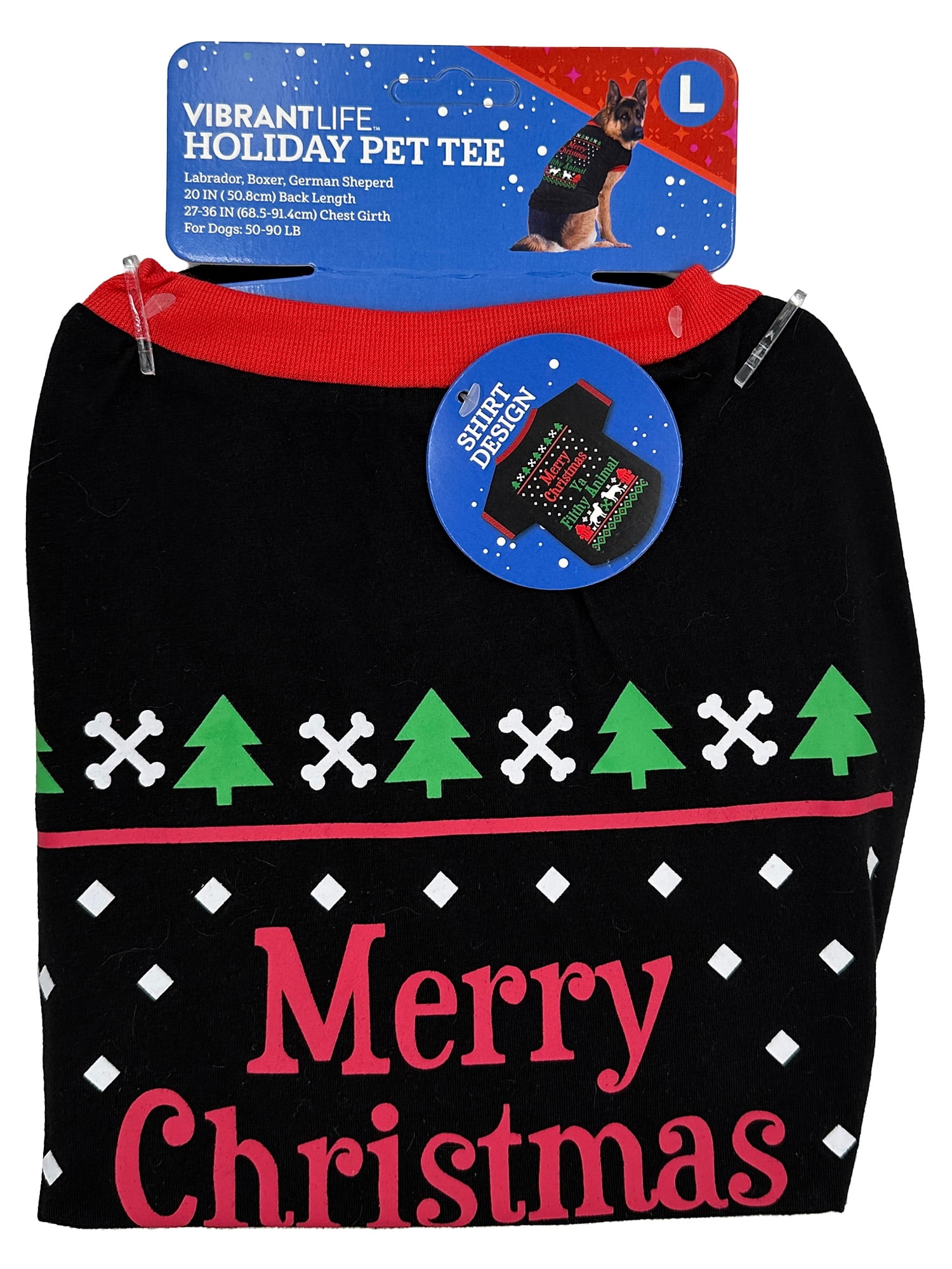 Vibrant Life Holiday Merry Christmas Ya Filthy Animal Dog T-Shirt Size Large
