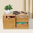 thumbnail image 4 of Desk Drawer Organizer with 3 Drawers, Office Desk Organizer, Bamboo Desk Drawer Desktop Organizer Desk Storage Tabletop Storage Organization Box for Office Home Toiletries Supplies (3 Drawers-C), 4 of 9