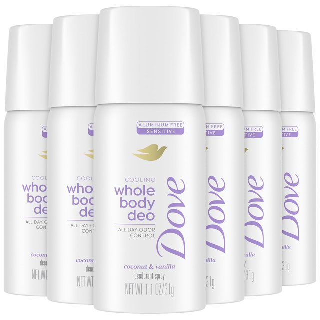 Desodorante corporal Dove Coconut & Vanilla Travel, paquete de 6 unidades, 31 g