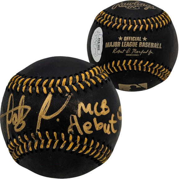 Fernando Tatis Jr. Autographed Official Black MLB Baseball San Diego Padres In Gold "MLB Debut 3/28/2019" JSA 202007