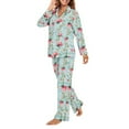 thumbnail image 2 of SCRAWLGOD Floral Women's Button Up Pajamas for Women Long Sleeve Pants and Top Set Size XS V Neck Set of 2 Pjs with Pockets Comfy Women Lounge Travel Set, 2 of 7