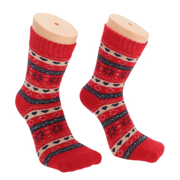 Unique Bargains 5 Pair Women's Retro Heart Pattern Winter Warm Socks Assorted Color Polyester