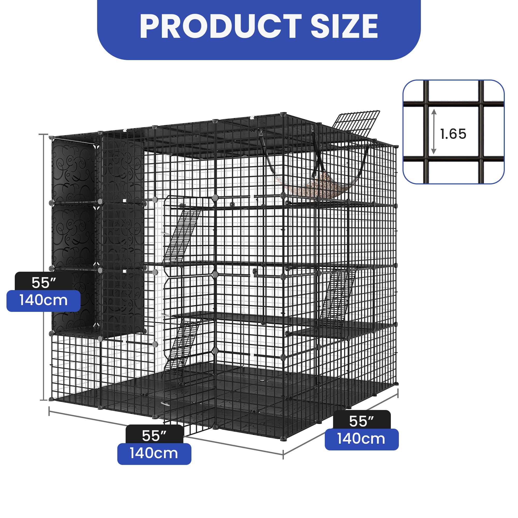 ModFusion Large 4‑Tier Cat Catio Cage for 1‑4 Cats Metal Indoor Outdoor Enclosure