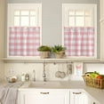 thumbnail image 4 of 3 Pieces Kitchen Curtains & Valances Set, Valentines Day Plaid, Short Curtain Rod Pocket Window Curtain, Pink White Check, Window Treatment Tiers Valances (Single Panel 54"x18",2 Tiers 27.5"x24"), 4 of 5