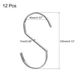 thumbnail image 2 of Unique Bargains 12Pcs 4.1 Inch Flat S Hooks Hanging Hook for Home Kitchen Storage, 7mm Silver, 2 of 6