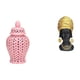thumbnail image 1 of Jarrón decorativo de cerámica con tapa para jengibre, de , para arreglos florales, para fiestas y como estatua de mujer africana para mesa., 1 of 8