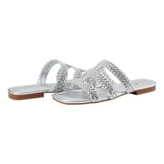 Bandolino Women's Sumer Flat Sandal, Silver 040, 9