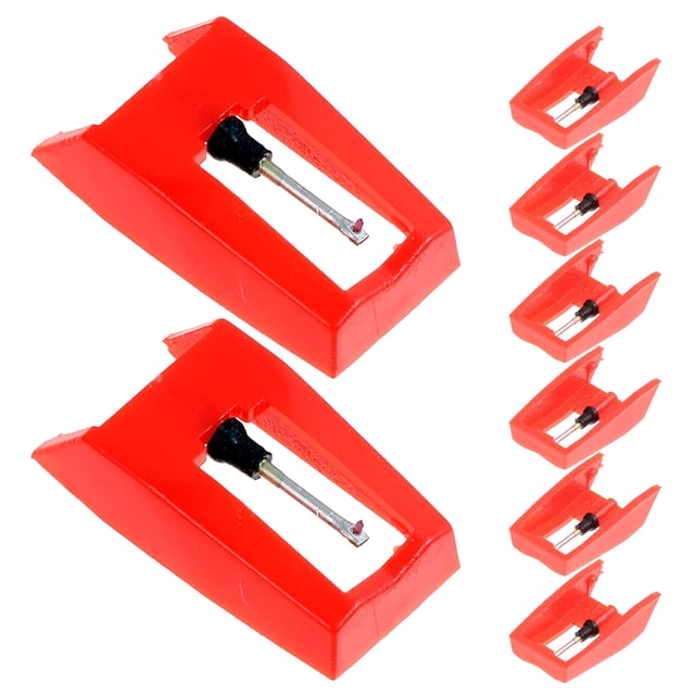 GAXIRE 8Pcs Red Turntable Needle Stylus Replacement for Record Player with Noise Reduction and Wide Compatibility