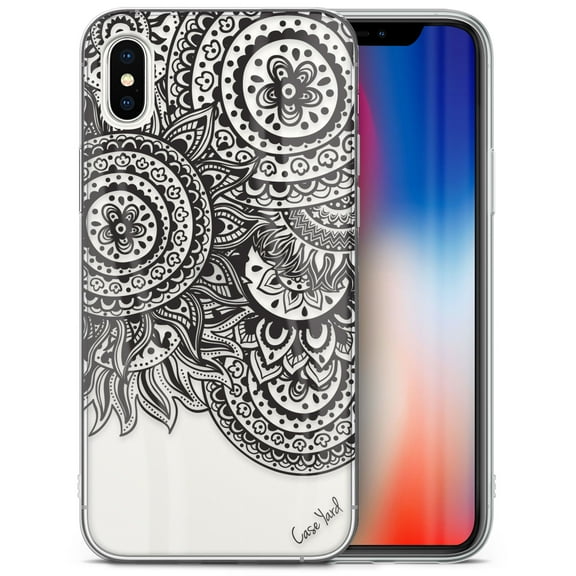 Case Yard iPhone-XS-Max Case Clear Soft & Flexible TPU Ultra Low Profile Slim Fit Thin Shockproof Transparent Bumper Protective Cover Drop Protective Cell Phone Cases (Doodle Circles)