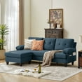 thumbnail image 3 of Jarenie Modern Fabric L-Shapped Sofa Sectional Couches for Living Room Convertible Sofa with Matching Chaise for Office, Apartment, Studio Green, 3 of 8
