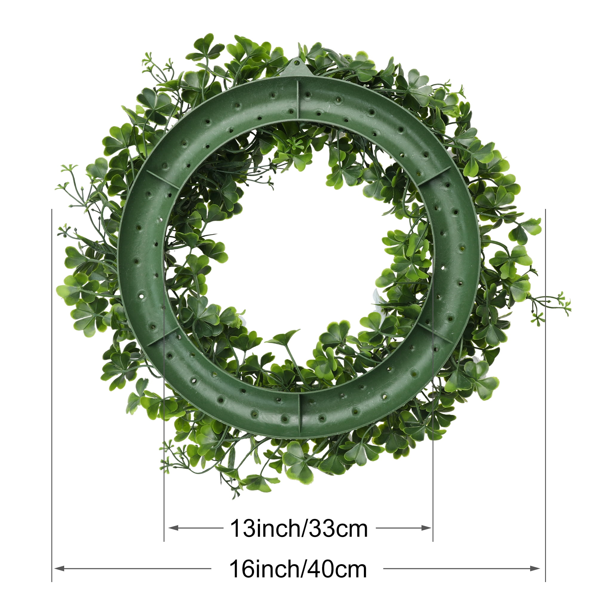 Unique Bargains Artificial Leaves Wreath Lucky Flower Wreaths for Front Door Green
