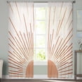 thumbnail image 3 of Orange Sunshine Semi Sheer Curtains 96 Inch Length 2 Panels Set, Lines Retro Abstract Middle Century Sheer Kitchen Curtain Privacy Voile Window Curtain for Living Room Bedroom Rod Pocket Drapes, 3 of 7