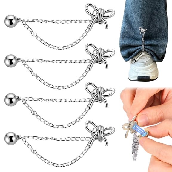 4Pcs Magnetic Clothing Clips with Chain Pin Free Magnet Fastener Button Pins for Fixing Hem of Clothes Long Pants Legs Sleeves of Shirts