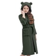 thumbnail image 5 of HAOTAGS Teen Girls Bathrobe(5-15), Fall Winter Thickened Warm Hooded Sleepwear Casual Loungewear Army Green 7 Years, 5 of 8