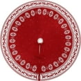 thumbnail image 4 of Dremisland Christmas Tree Skirt Rustic Christmas Tree Mat with Snowflake Reindeer Red Knitted Xmas Tree Skirts Thick Knitted Xmas Holiday Decoration New Year Home Party Decorations (Red, 48inch/122cm), 4 of 6