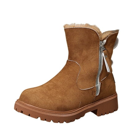 

Ediodpoh Women s Solid Color Suede Ankle Boots Side Zipper Platform Soft Sole Velvet Lined Winter Warm Snow Boots for Women Boots for Lady Brown 6