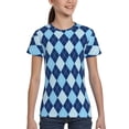 thumbnail image 4 of Honeii Blue Squares Print Kids Boy T-Shirt,Breathable Round Neck Tee,Stylish Summer Tee for Boys, for Outdoor Activities and Casual Wear, 4 of 7