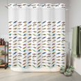 thumbnail image 6 of No Hook Shower Curtain with Built-in Rings - Cartoon Fishing Bait Hook Washable Waterproof Fabric Bathroom Curtains for Hotel,Rentals, 72 X 72 Inch Long , Colorful Fishes White, 6 of 9