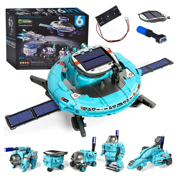 6-in-1 Educational Solar Robot Toys for Boys Ages 8-13, DIY Building Science Kit Birthday Gifts For Kids, Science Toy, Solar Power Assembly Battery Operated Robotic Set For Kids Clearance